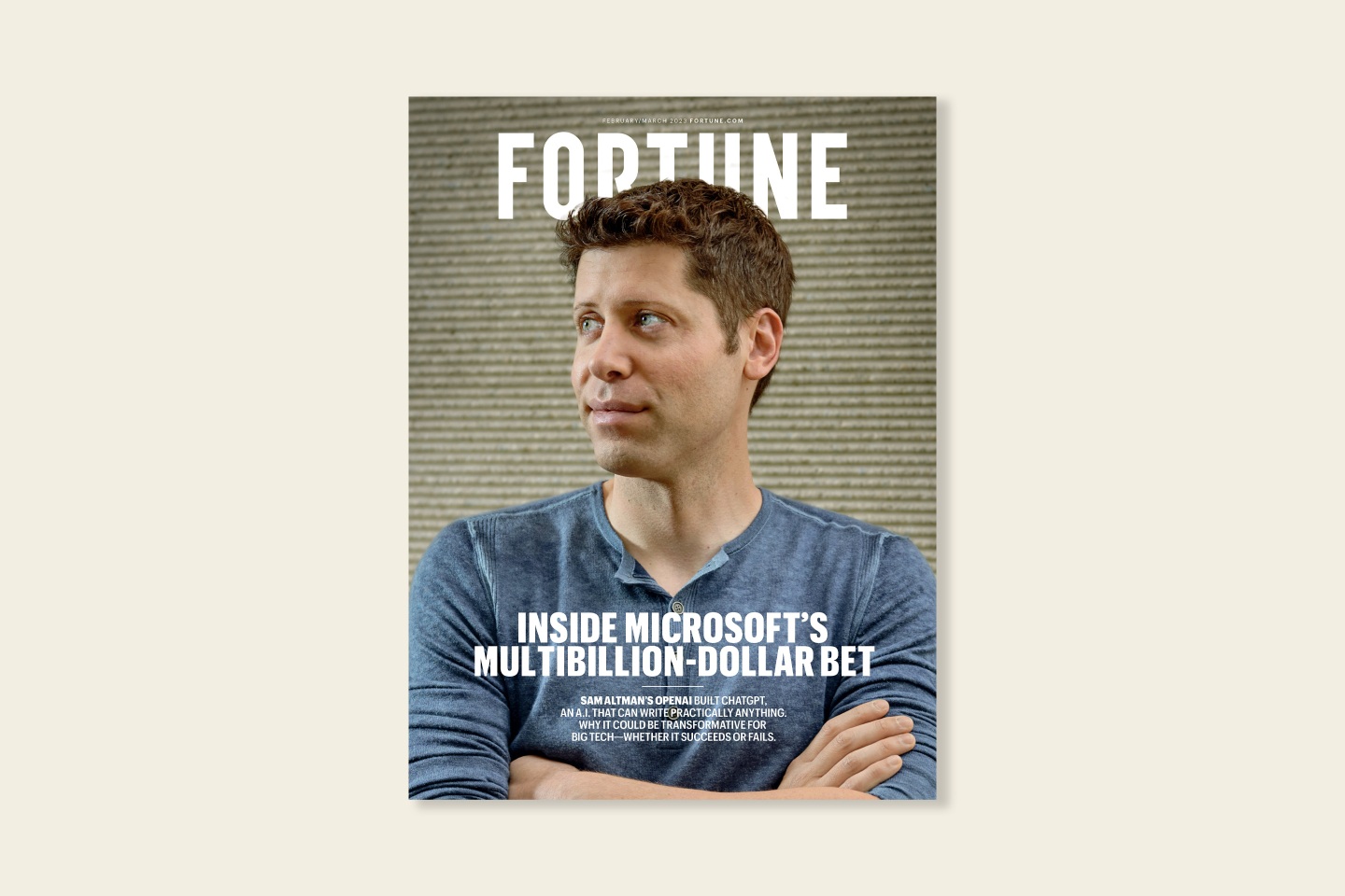 Fortune's February/March 2023 issue with OpenAI CEO Sam Altman on the cover.