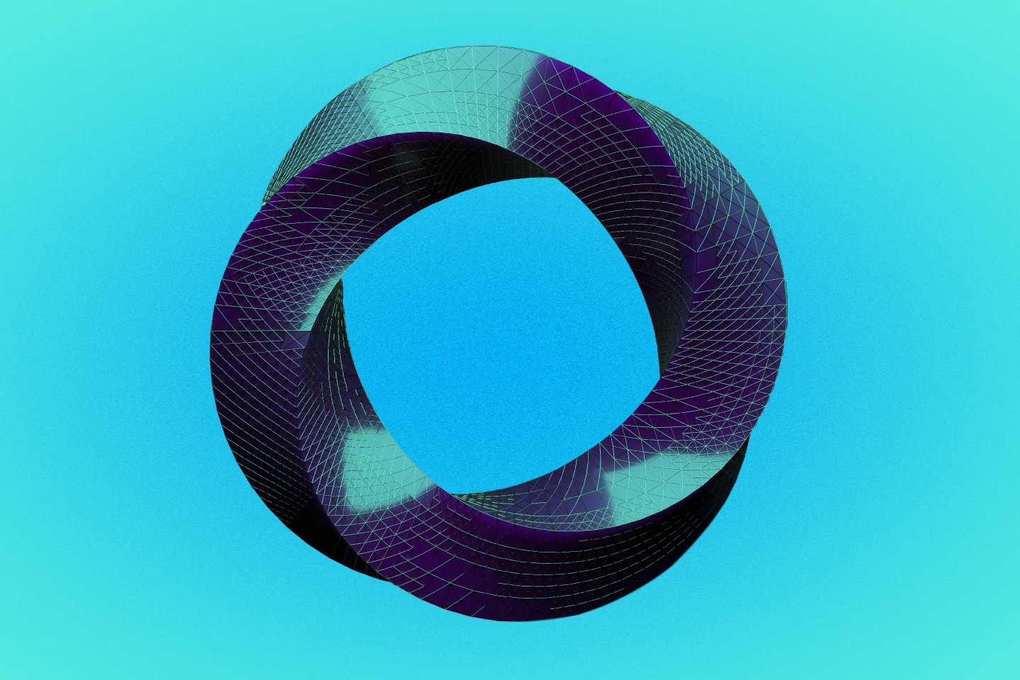 Digital generated image of purple looped twisted shape against purple background.