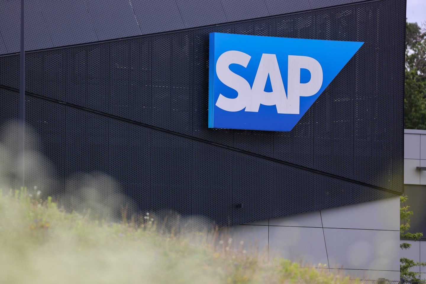 A logo on an office at the SAP SE campus in Walldorf, Germany, on Thursday, July 15, 2021. The software company reports second quarter earnings on July 21. Photographer: Alex Kraus/Bloomberg via Getty Images