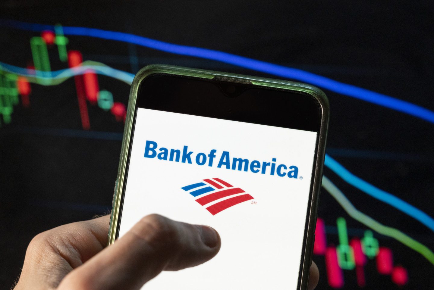 The Bank of America app being opened on a smart phone