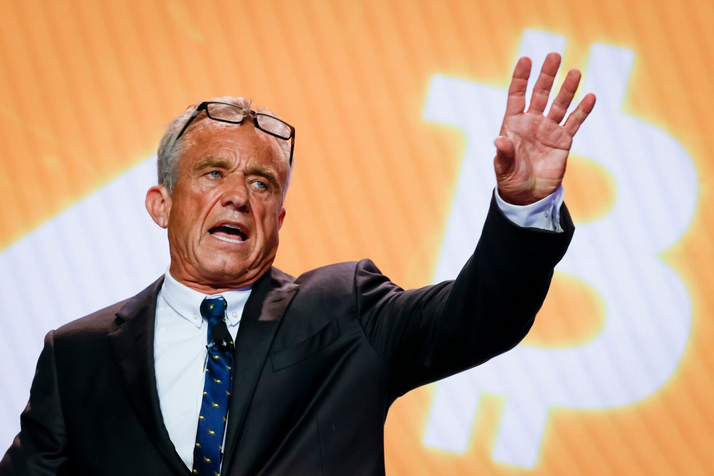 Robert F. Kennedy Jr. speaks during the Bitcoin 2023 conference in Miami.