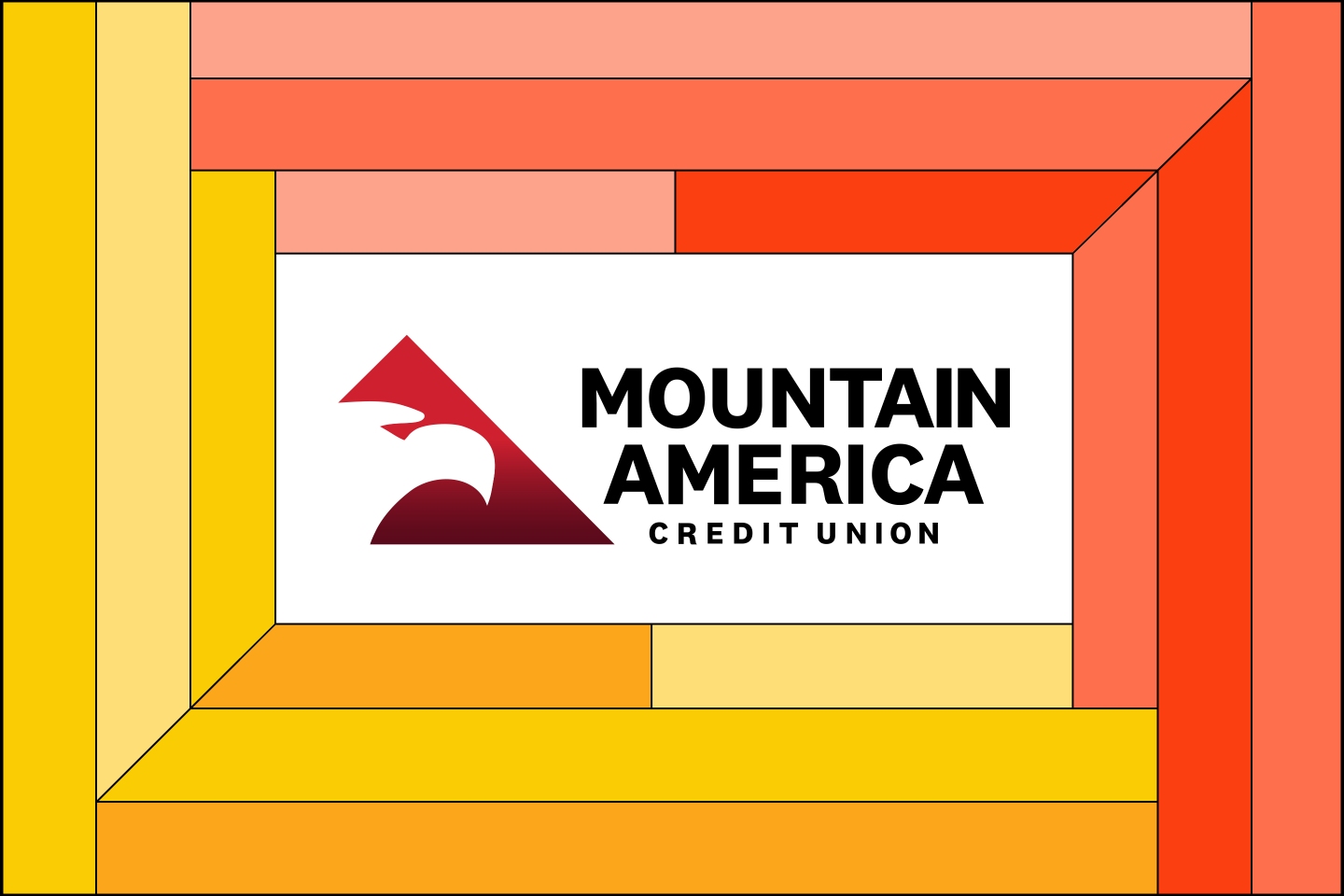 Illustration of the Mountain America Credit Union logo surrounded by a yellow and red frame.