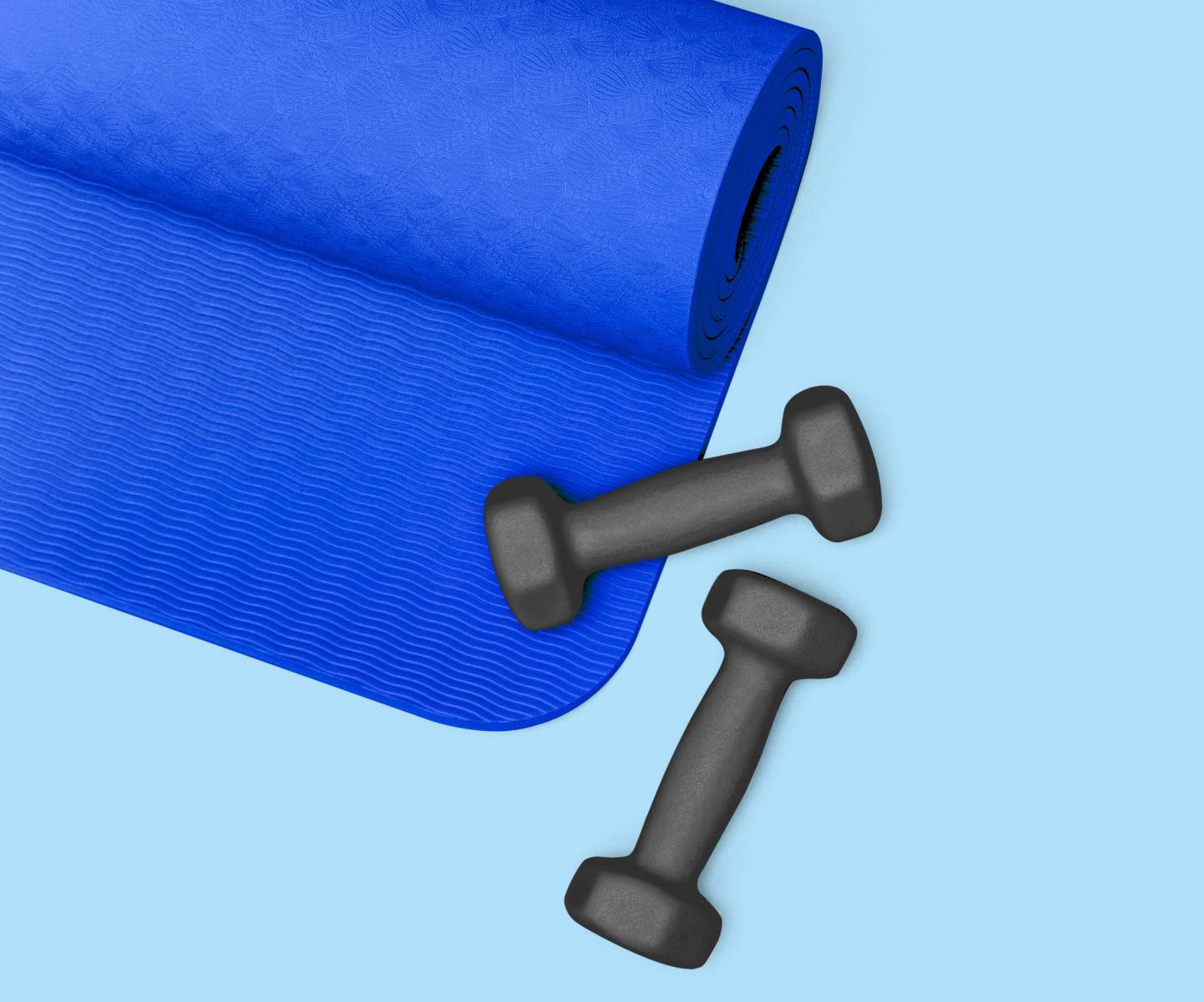 Life – blue yoga mat with weights